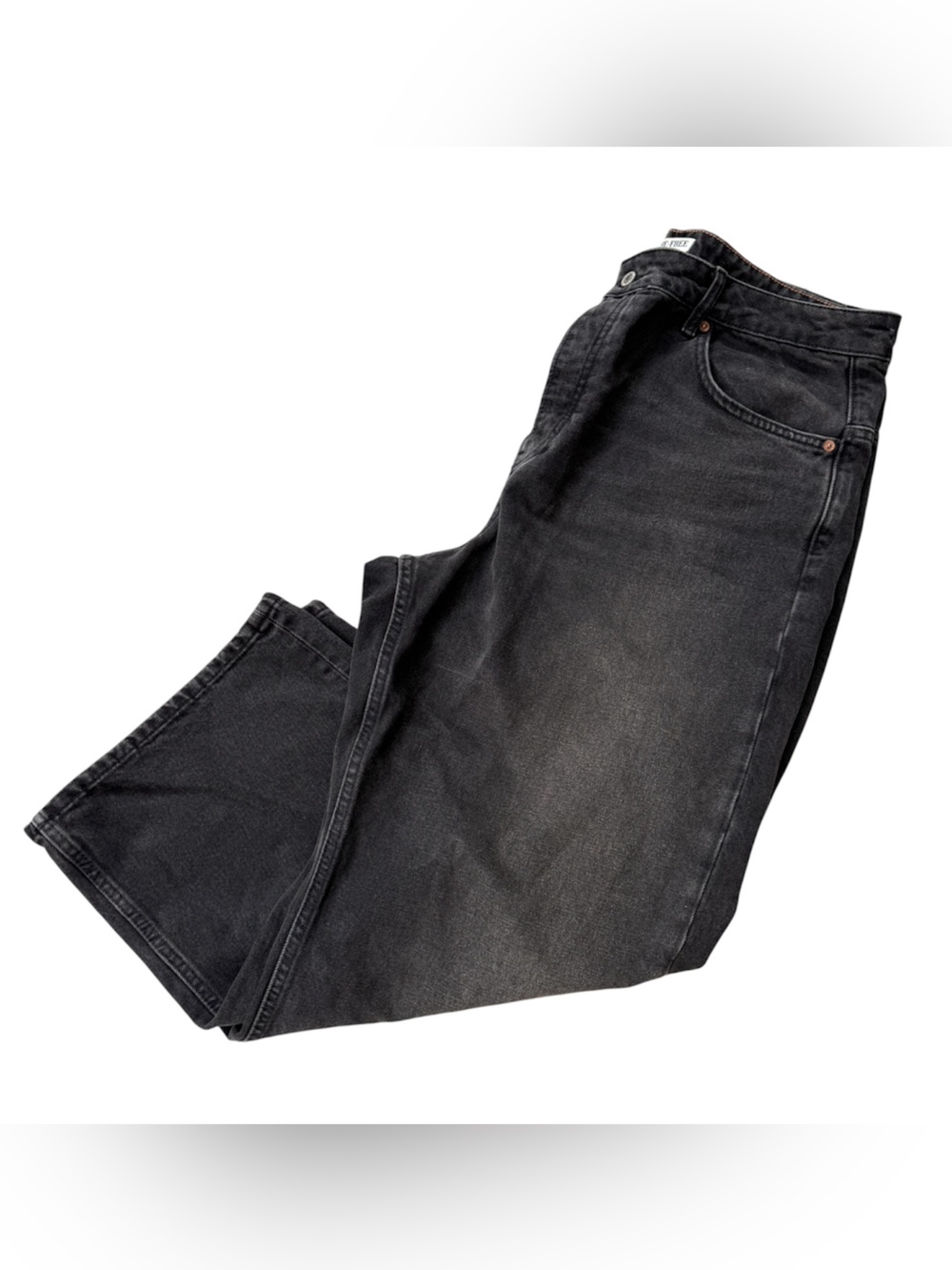 We The Free Depp Trance Dropped Boyfriend Jeans Dark Wash Sz 33 Wide Leg
